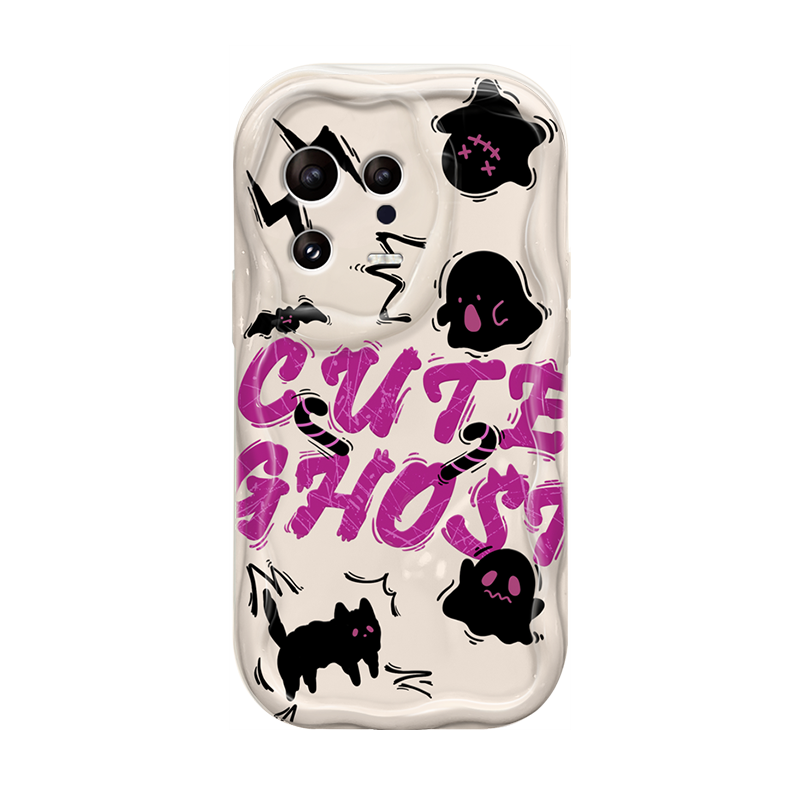 适用小米13手机壳新女款小米11/10s奶油纹note9/12pro+情侣英文小幽灵红米k60/k30i软壳k50/k40s防摔保护套5g
