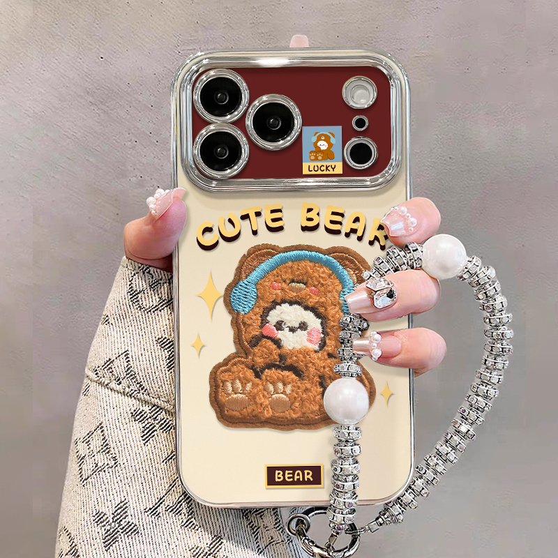 适用OPPO毛绒贴件熊兔手机壳