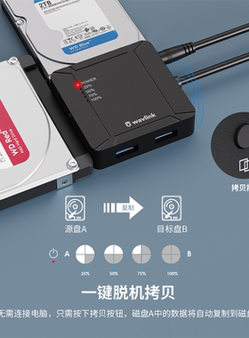 wavlink睿因usb3.0转sata易驱线移动机械硬盘转接口台式机笔记本外置扩展2.5/3.5英寸老式固态转换读取器电脑
