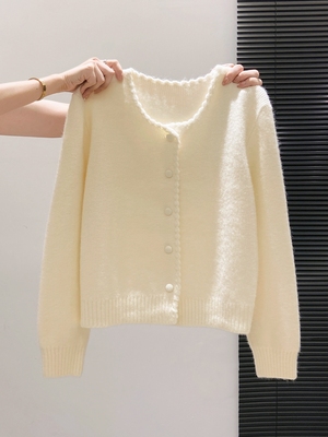 法式温柔风纽扣加厚毛衣针织开衫女2025秋冬新款宽松显瘦百搭上衣