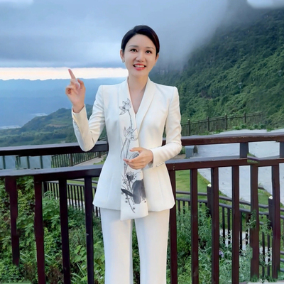常规新中式水墨印花国风长袖职业