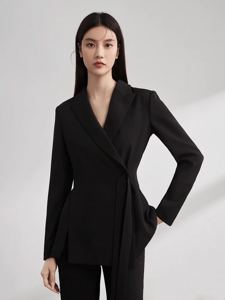 2025新款高级感黑色西装套装女高端定制设计感职业修身西服两件套