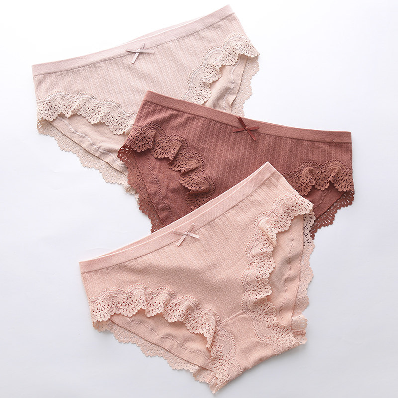 内裤女纯棉透气裆简约中腰蕾丝大码无痕包臀柔软可爱女士三角短裤,女士内衣/男士内衣/家居服,女三角裤,淘宝优惠券,粉丝福利购,淘宝优惠卷