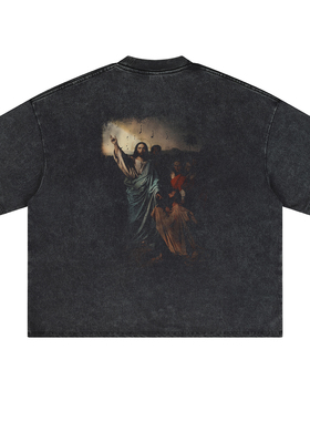 NOTSEXX 上帝之匙 vintage做旧白墨直喷260g复古美式短袖t恤男