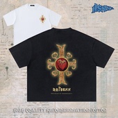 t恤男国潮美式 直喷重磅短宽boxy短袖 禁锢之心 进口数码