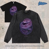 紫蛇 长袖 立体进口数码 notsexx 直喷重磅纯棉美式 宽松短袖 t恤男式