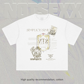 t恤男boxy短宽美式 NOTSEXX「怪物物语」做旧直喷260g短袖 长袖 宽松