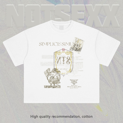 NOTSEXX「怪物物语」做旧直喷260g短袖长袖t恤男boxy短宽美式宽松