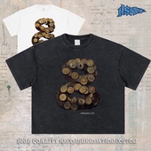 notsexx古埃及金币蛇 t恤男 美式 进口数码 直喷重磅短宽boxy短袖