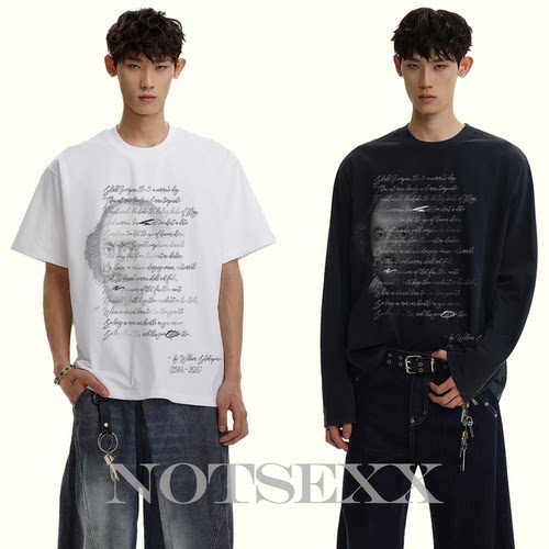 NOTSEXX 莎士比亚 仲夏夜之梦 vintage直喷260g美式boxy短袖t恤男