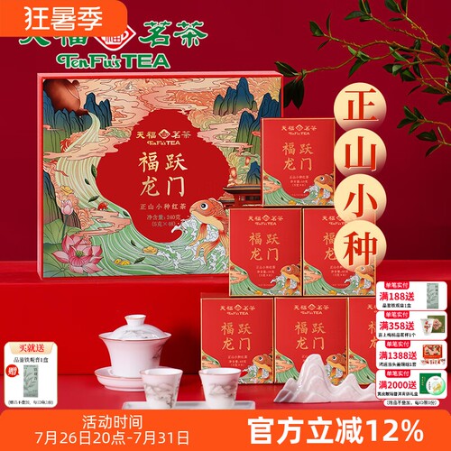 天福茗茶福建正山小种红茶伴手礼 天福福跃龙门茶叶礼盒装240g