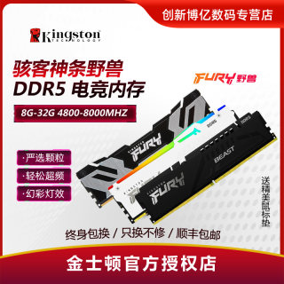 金士顿内存条ddr5台式机骇客神条16g 4800 6000叛逆者32g野兽FURY