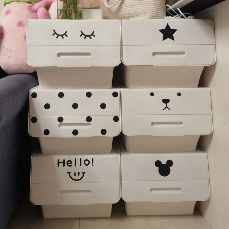 收纳箱贴纸ins韩国卡通可爱搞怪时尚 图标宝宝玩具防水装饰墙贴画