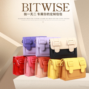 Bitwise泰国剑桥包明星同款 手提拼色单肩斜挎包女包 邮差包时尚