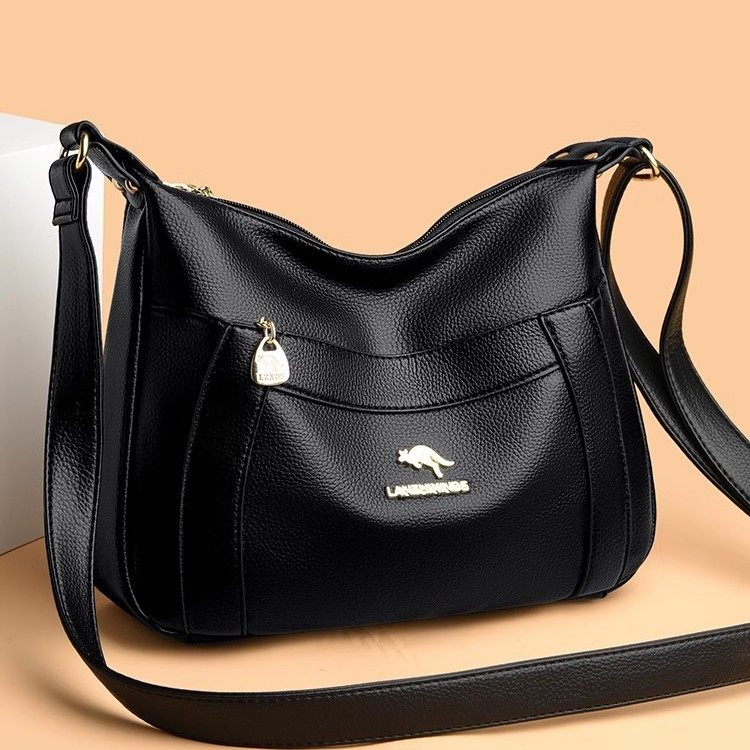 香港新款爆款时尚中年妈妈包包百搭大容量女士软皮单肩包真皮女包