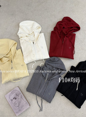 FAFAF10大码连帽拉链针织开衫
