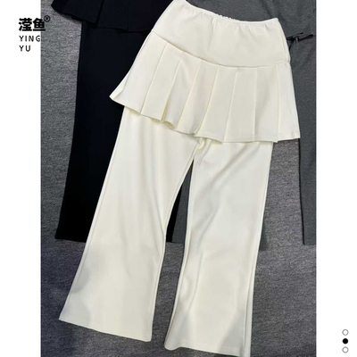 麦希1539大码微喇假两件长裤女