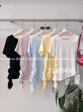 FAFA F1310大码夏季圆领短袖T恤宽松显瘦休闲内搭简约设计感上衣