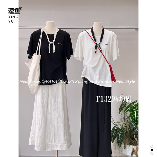 FAFAF1329大码圆领短袖T恤女