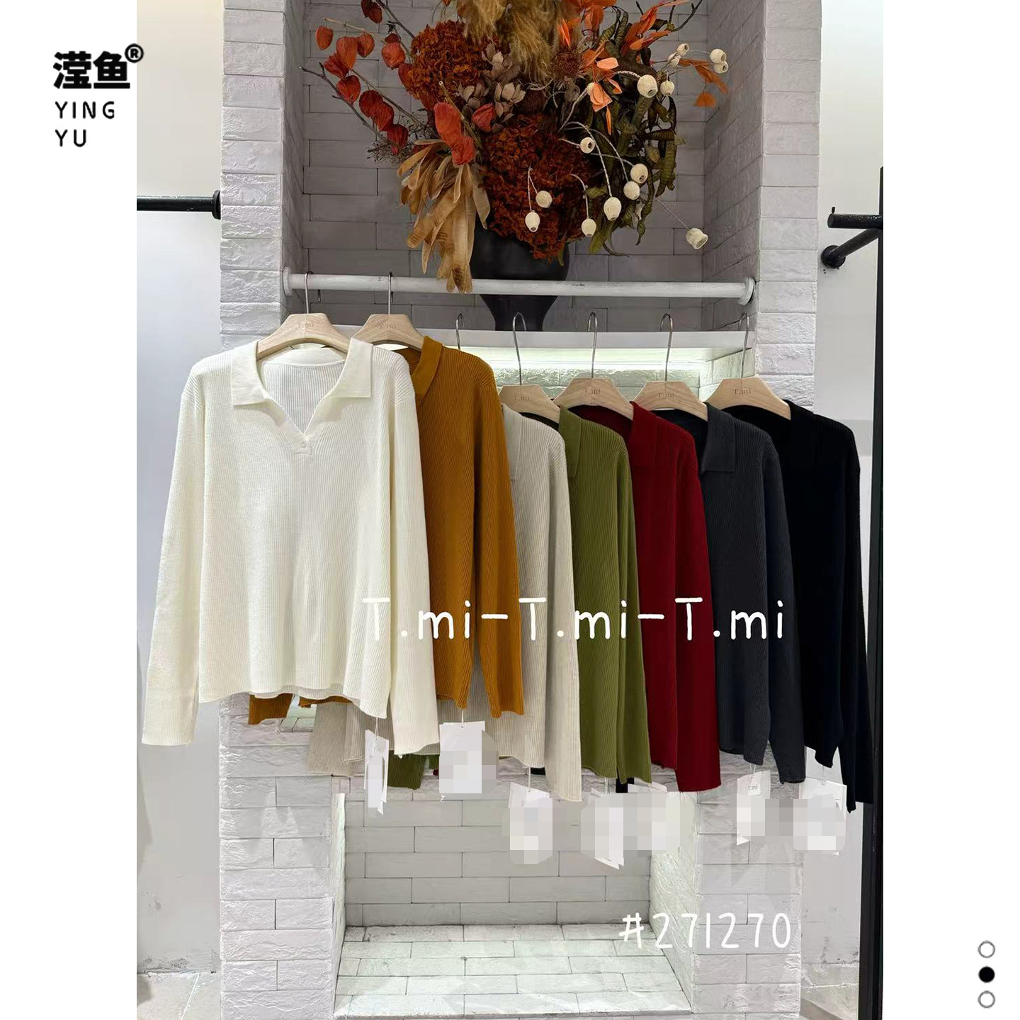 Tmi 271270大码通勤翻领针织衫女秋长袖时尚百搭显瘦宽松休闲上衣