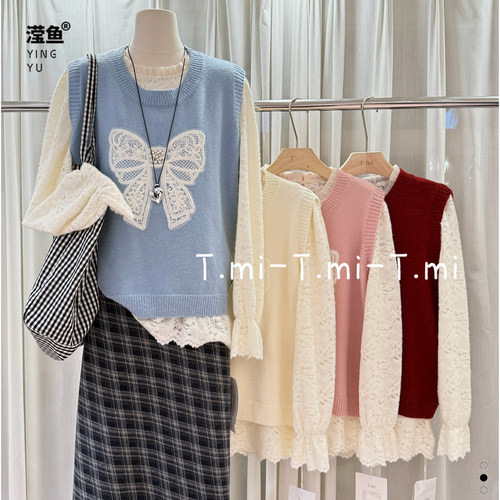 甜美可爱蝴蝶结针织洋气