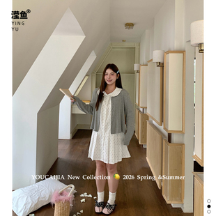 套装 油菜 减龄大码 女夏季 YD63162甜美娃娃领波点连衣裙两件套开衫