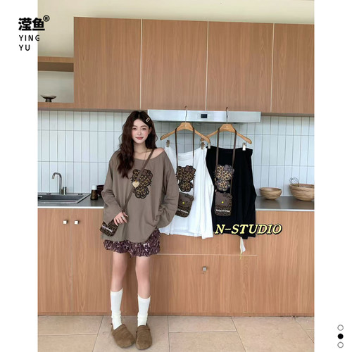 NF6140大码一字领长袖T恤女