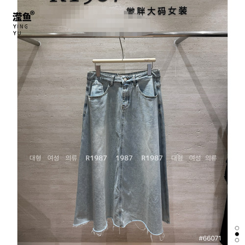 198766071大码高腰牛仔半身裙