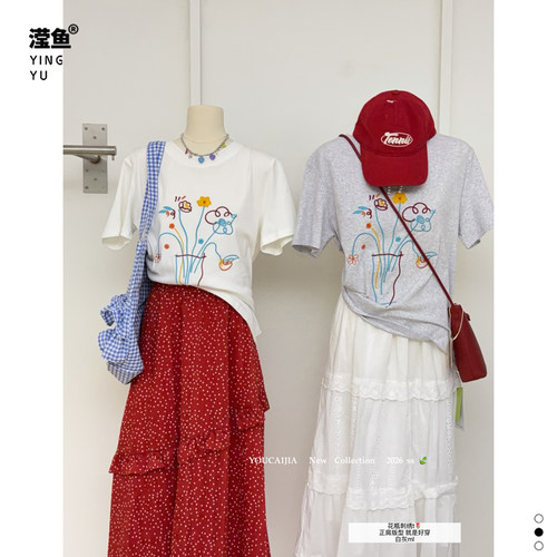 油菜YC61168大码可爱印花T恤女