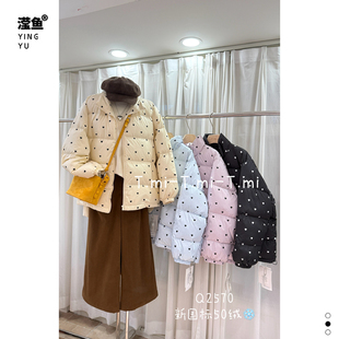 宽松百搭保暖外套 复古甜心风爱心棉衣圆点女冬季 TMI Q2570大码