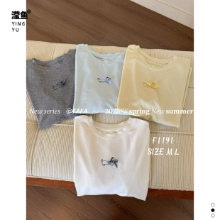 FAFA F1191大码卡通印花短袖T恤圆领纯棉内搭舒适学院风休闲上衣
