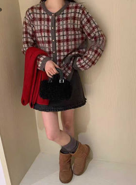 麦希 1638大码年秋冬毛呢花边短裙女设计感拼接显瘦洋气百搭裙子