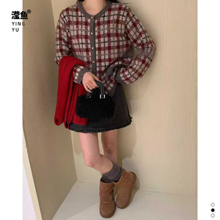 麦希 年秋冬毛呢花边短裙女设计感拼接显瘦洋气百搭裙子 1638大码