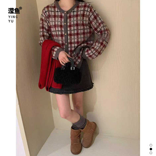 麦希1638大码毛呢花边短裙女