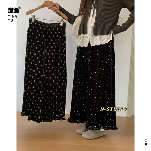 NF6343大码波点阔腿裤女秋季