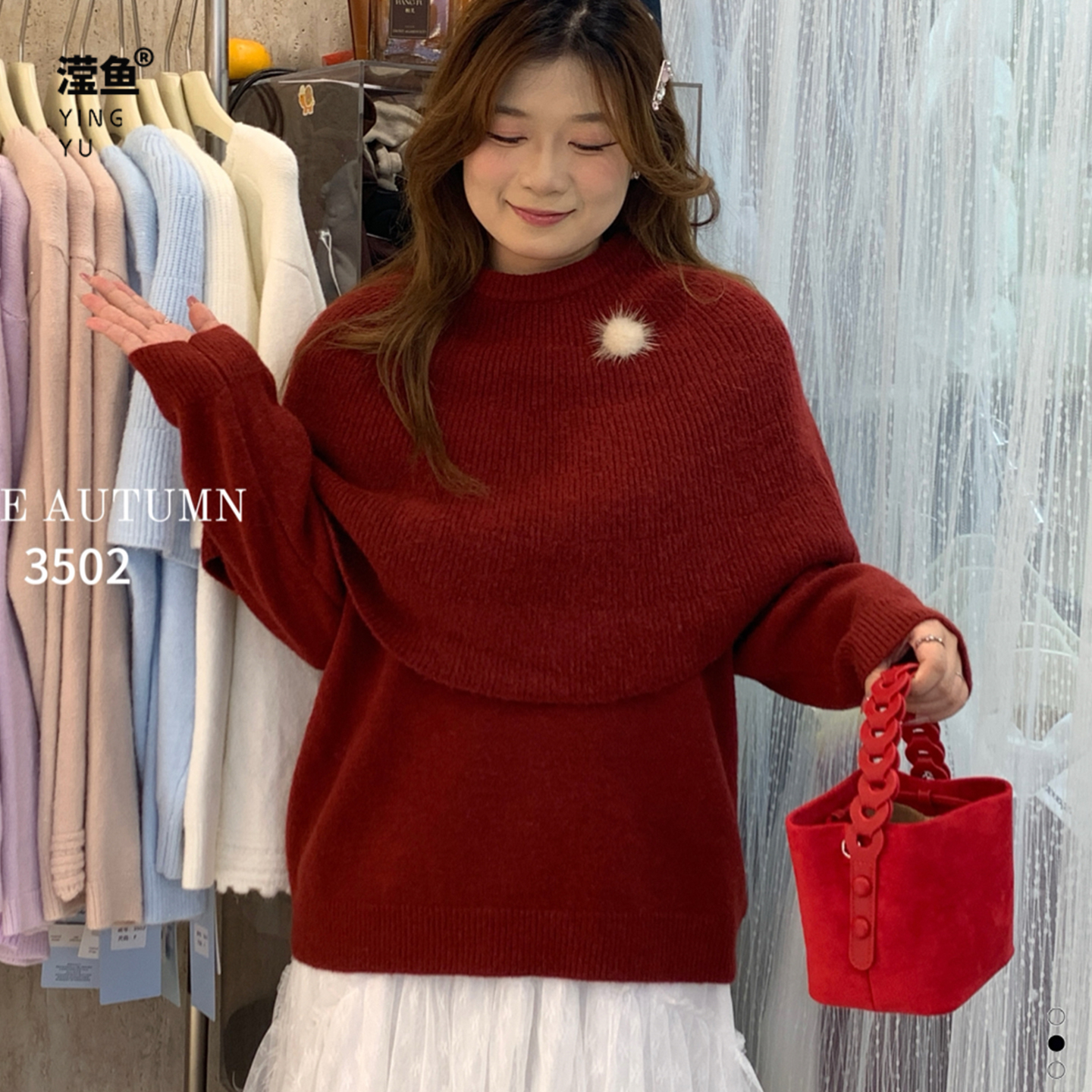 韩版慵懒风高领针织毛衣