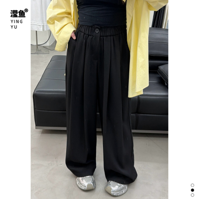演曦Y6026大码纯色高腰阔腿裤