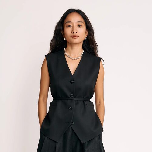 Aude精纺醋酸羊毛系带通勤马甲