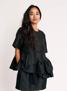 VERSELET短诗 2025新品 Thea双宫桑蚕丝花苞半袖上衣女夏