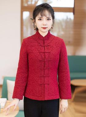 唐装上衣女冬季新款棉衣加厚保暖旗袍改良气质拜年服 23J643