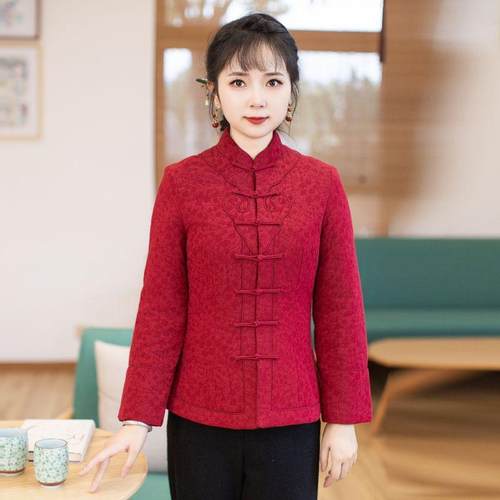 唐装上衣女冬季新款棉衣加厚保暖旗袍改良气质拜年服 23J643