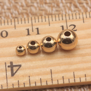 进口14K包金2 6mm光面圆珠不褪色DIY散珠手链饰品配件