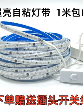 灯带led自粘背胶灯条超亮220v直接插电客厅家用户外防水1米送插头