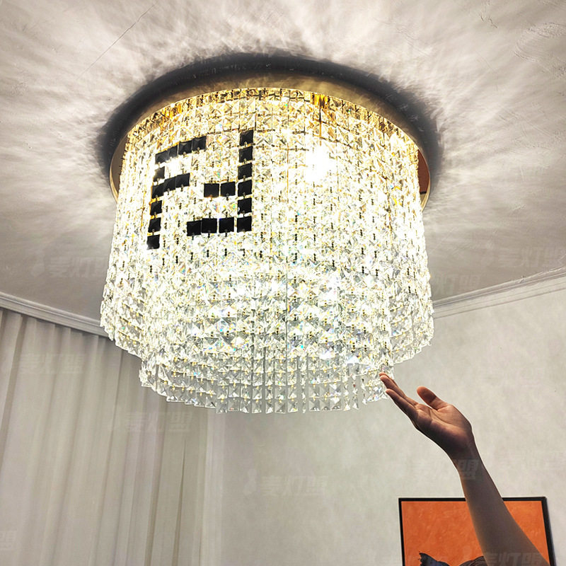轻奢f艺术字水晶灯创意客厅吸顶灯奢华高档卧室餐厅时尚圆形吊灯