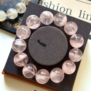 雪花幽灵手链7A级粉色飘花盆景聚宝盆招财水晶手串节日礼物女包邮