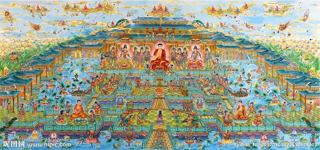 2.5米精准印花正品DMC十字绣西方极乐世界全佛万佛图圣众集会_虎窝淘