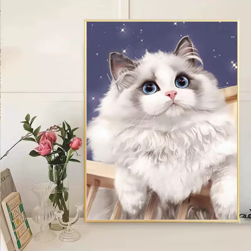 新款正品DMC十字绣手工纯棉线绣客厅卧室玄关 可爱萌宠布偶猫咪