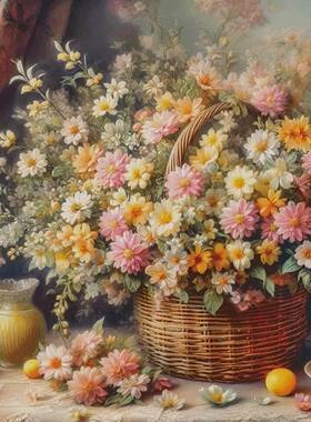 新款印花正品DMC十字绣纯棉线绣客厅卧室餐厅玄关清新花卉小雏菊