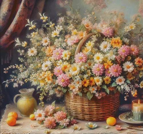 新款印花正品DMC十字绣纯棉线绣客厅卧室餐厅玄关清新花卉小雏菊