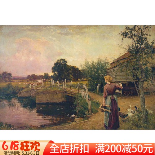 印花纯棉卧室油画田园风十字绣